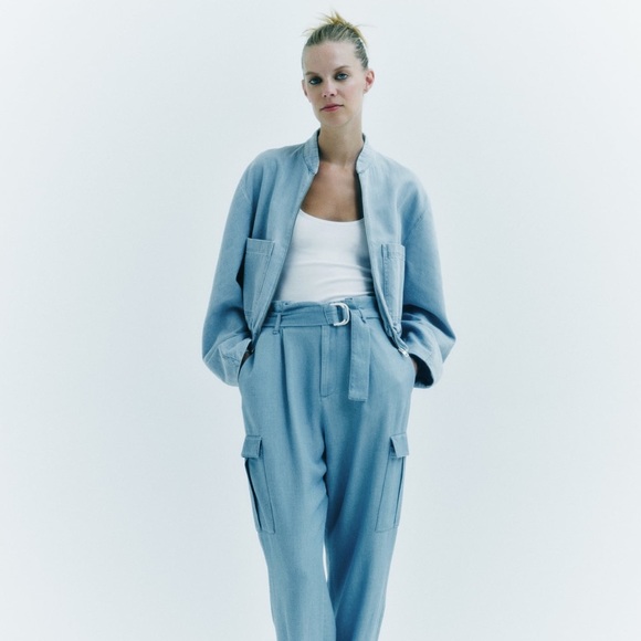 Zara DENIM BOMBER JACKET - Picture 7 of 9